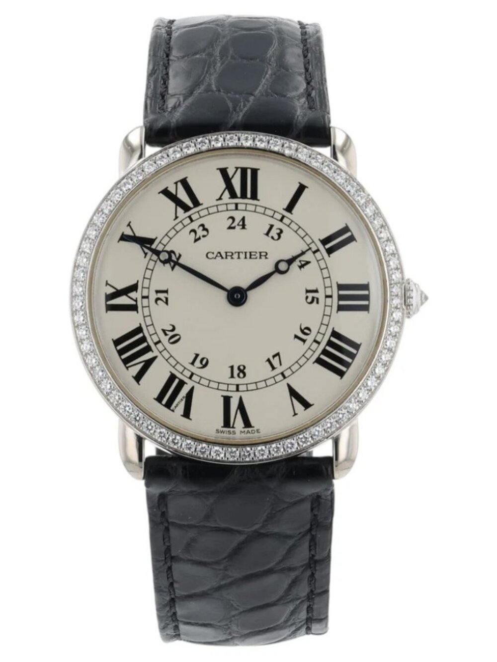 Cartier Ronde Cartier Silver Dial 18k White Gold 36mm Diamond Watch